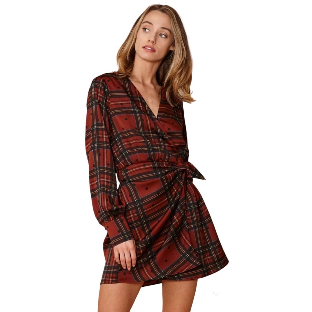 Plaid Wrap Mini Dress